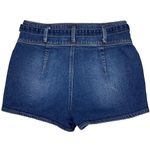 Mudd High Rise Jean Shorts Sz 7 Belted Wide Waistband Dark Wash Stretch Denim Photo 1