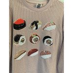 Queen of Sparkles Sushi Crewneck Sweatshirt Embellished Beaded Pink Snack L Size L Photo 1