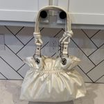 XOXO Vintage  Y2K faux leather shoulder hobo bag knotted handles shimmery white Photo 5