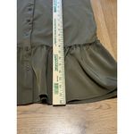 WD.NY Shirt Dress Women’s Small Olive Green Button Down 3/4 Sleeve Flouncy Hem Photo 3