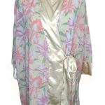 Victoria's Secret Sheer Gold Label Vtg 90s Pastel Floral Wedding Bridal Robe O/S Photo 0