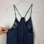 Finn and Clover  Navy Blue Washed Boho Drop Waist Dress w/Lace Panel Size L Photo 7
