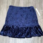 AQUA for BLOOMINGDALE'S Women's Navy Smocked Velvet Ruffle Hem Mini Skirt sz M Photo 0