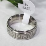 Silver Greek Key Design Band Ring Unisex Photo 1