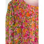 Terra & Sky Terra Sky Floral Print Smocked Neck Long Sleeve Blouse Women's 1X Pink Orange Photo 8