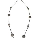 New Rare Monet Silver Tone Round Disk Sparkly Long Women’s Designer Necklace Silver Photo 6