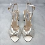 Aquazzura Nina 85 Silk Satin Knot Ankle Strap Block Heel Sandals Bridal White Size 6.5 Photo 3