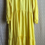 J.Crew  Long Sleeved‎ Linen Tiered Maxi Dress Sz L/XL Yellow Photo 0