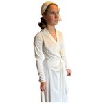 Vintage Ivory Wrap Gown w/ Rosette Detail ILGWU USA and hat wedding Dress XS Photo 9