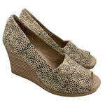 Toms  Michelle slip-on wedges peep toe sandals cheetah print womens Size 7W Photo 0