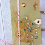 Vintage unique wooden cigar box hand clutch purse jeweled flower cart Madge Green Photo 9