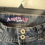 Angels Jeans Y2k Button Pockets Mid Rise Dark Wash Cuffed Capri Jeans Size 10 Blue Photo 7