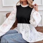 Lavishly Paris NWT, Laced Sleeve Two in One Piece Blouse. Size Medium Photo 4