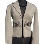 Cache Luxe Brown Oatmeal Elaborate Bead Embellished Lined Suit Jacket $328 NWT Photo 1