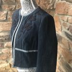 Worth Embroidered Floral Petite Denim Jacket Blue Size 12P Photo 6