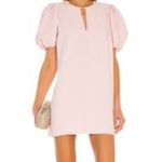 Amanda Uprichard Fame Mini Shift Dress Short Puff Sleeve Keyhole Neck Pink M Photo 0