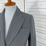 Vintage Moda International Pinstripe Long Blazer Jacket Grey Pink 4 Gray Photo 5