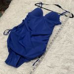 Spanx Assets Shirred Underwire Push up Power Swim Suit Dress in Blue Small Photo 4