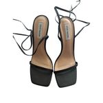 Steve Madden Black Leather Lace Up Sandals Heels Size 9 Photo 2