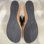 Clarks Mimmey Paige Black Leather Thong Cork Wedge Sandals Size 9 65269 **Flaw** Photo 5