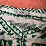 Miss Look EUC Women’s Tribal Print Green and White Tiered Dress Size Small Photo 3