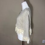 For Love & Lemons Knitz Denver Fringe Crop Sweater Sz M Boho Whimsical Grunge Photo 4