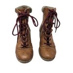 Maurice's Faux Leather Lace Up Block Heeled Boots Round Toe Brown Size 6.5 Photo 2