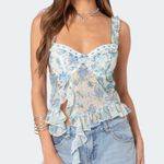 Edikted  Light Blue Floral Ruffle Top Photo 0