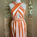 Mara Hoffman  Rosaria Swim Cover Up Vibrant Orange and White Striped Swimwear XS Photo 4