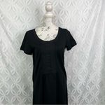 Gap  Black Short‎ Sleeve Button Neck Pintuck T-Shirt Dress Size 10 Photo 2