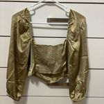 Aritzia Sunday Best Billie Satin Crop Top Gold Size 2 Photo 2