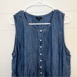 Talbots Blue Pintucked Tencil Chambray Demin Button-Up Shirt Dress Size 16 Photo 2