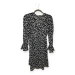 J.Crew  Black White Floral Long Sleeve Dress Ruffle Cuff Crepe Boho NWT XXS Photo 1