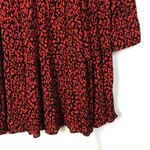 ZARA Red & Black Animal Print Ruffle Long Sleeve Mini Dress M Photo 5