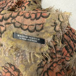 Maison Scotch  Scarf Wrap Womens Brown Red Abstract Art Fringe Woven Sheer 67x80 Photo 7