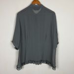 Norma Kamali  Blouse Womens XXL Gray Sheer Button Down Ruffle Bib Whimsical‎ Photo 5