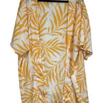 Maison Du Soir Orange White Tropical Leaf Print Kimono Cardigan XS S Beachy Photo 0