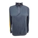 Aldi Workwear Half Zip Pullover Navy Rainbow Stripe Sleeve Cotton Blend M Blue Size M Photo 2