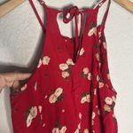 Hollister Red Floral Babydoll Cami Top Smocked Y2K 90s Cut Out Festival Halter Photo 3