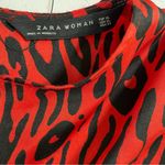 ZARA Woman Red Leopard Print Midi Dress Animal Print Long Sleeve XL Photo 8