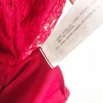 ZARA Red Lace Off Shoulder Midi Dress Medium Puff Sleeve Button Front Photo 5