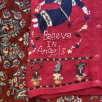 Vintage Grandma Knit Cardigan Sweater Women’s Small Red Angels 90s Photo 1