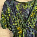 America & Beyond dark romantic tropical print mini dress viscose size Medium Green Photo 5
