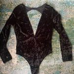 Victoria's Secret Victoria’s Secret velour long sleeve plunge open back thong bodysuit, size M/L Photo 0