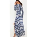 Boohoo Blue Paisley Print Button Front Maxi Dress Photo 1