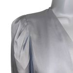 EXPRESS Gorgeous Baby Blue L/S Draped Fabric Top Blouse Satin NWT $68 Size Small Photo 4