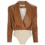 Revolve NONchalant Faux Leather  white/black/gray snakeskin bodysuit NWT Photo 3