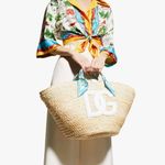 Dolce & Gabbana Kendra DG Logo Woven Straw Tote in Giallo Photo 3