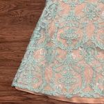 La Femme Gigi by Sleeveless Mock 2 Piece All Over Lace Dress Sheer Midriff Aqua Mint Blue 00 Photo 14