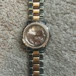 Bebe women’s vintage rose gold/silver crystal floating diamond bracelet watch Photo 1